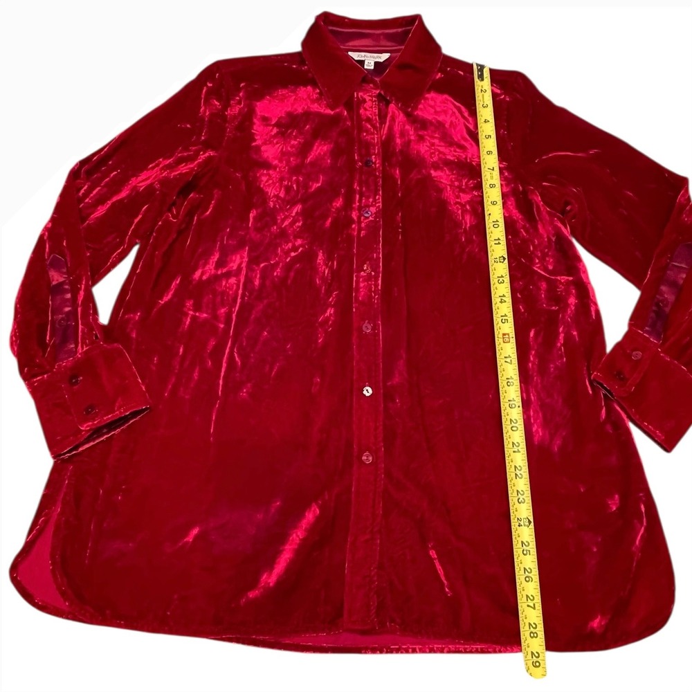 John Mark Women's Button Front Collared Red Top B… - image 3